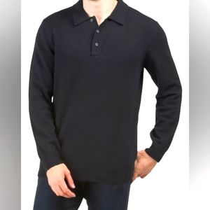 Saks Fifth Avenue XF Merino Wool/Silk Polo Collar Sweater, Made In Italy, NOSWOT